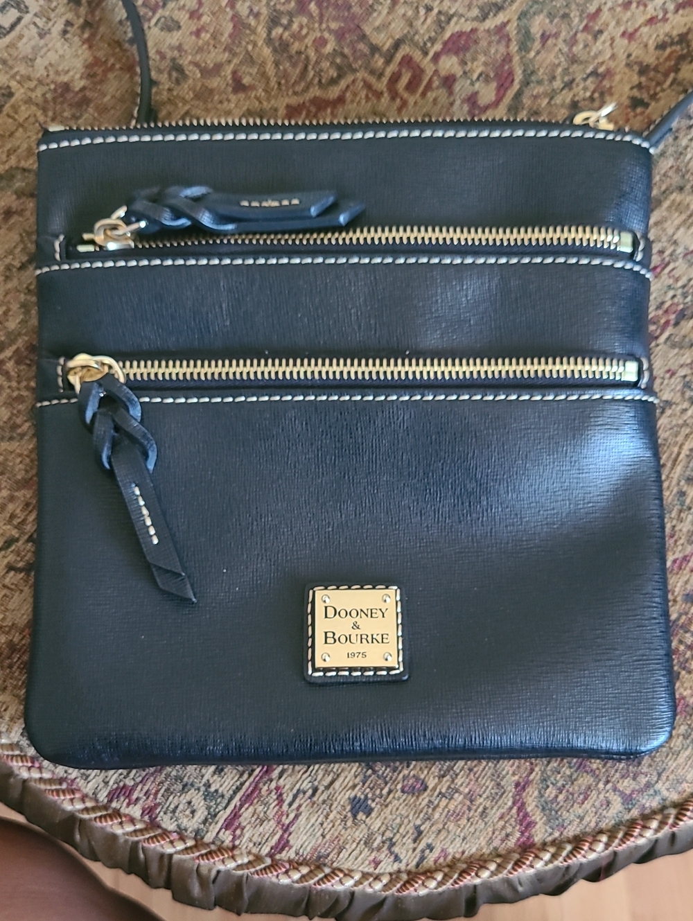 Dooney & Bourke Black Leather Crossbody with Gold Hardware